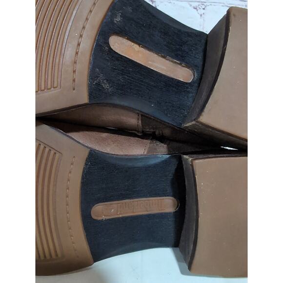 Timberland Womens Chelsea Boots Size 10 Brown Cognac Leather Zip Pull On Ankle - Picture 8 of 13